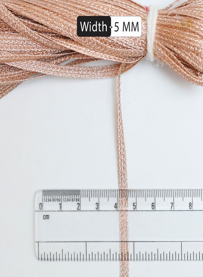 Embroiderymaterial Metallic Soutache Braided Cord for Embroidery and Craft Making, 5MM, 2 Rolls 30 Metre, Light Rose Gold Color - Image 2